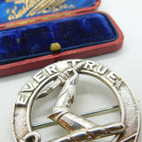 Victorian Sterling Silver Large Statement Brooch Kilt Pin 'Ever True' Antique