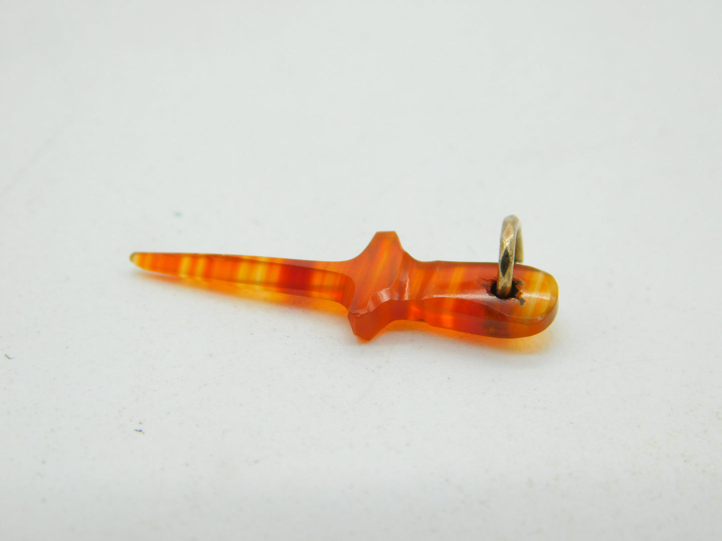 Victorian 9ct Gold & Carved Red Agate Miniature Dirk Charm Pendant Antique c1840