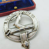 Victorian Sterling Silver Large Statement Brooch Kilt Pin 'Ever True' Antique
