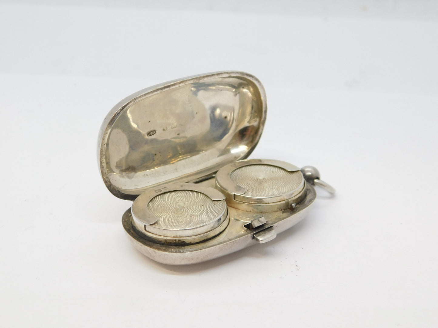 Edwardian Sterling Silver Double Sovereign Case Fob Antique 1908 Birmingham