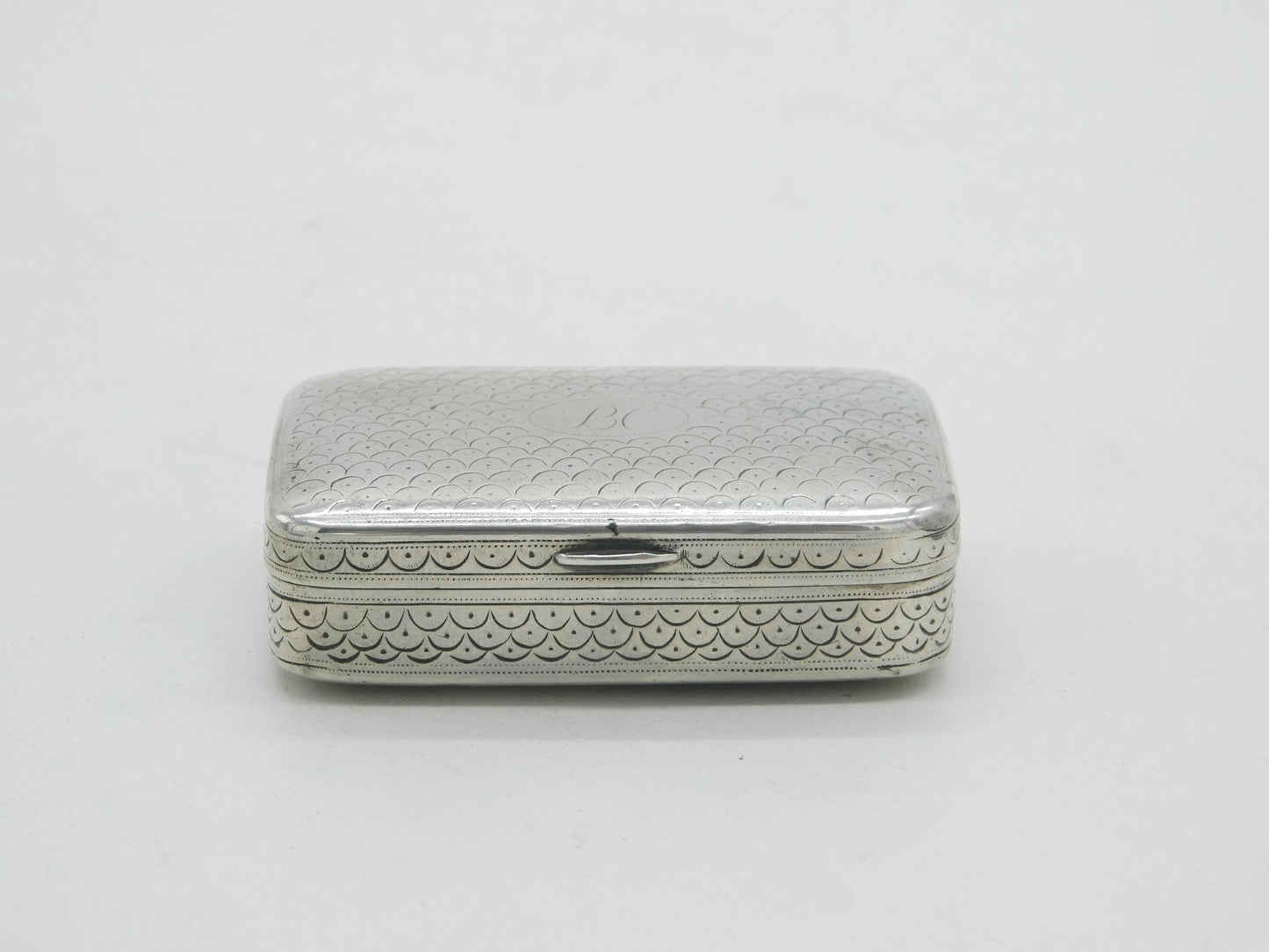 George III Sterling Silver Dotted Pattern Snuff Box Antique 1798 London