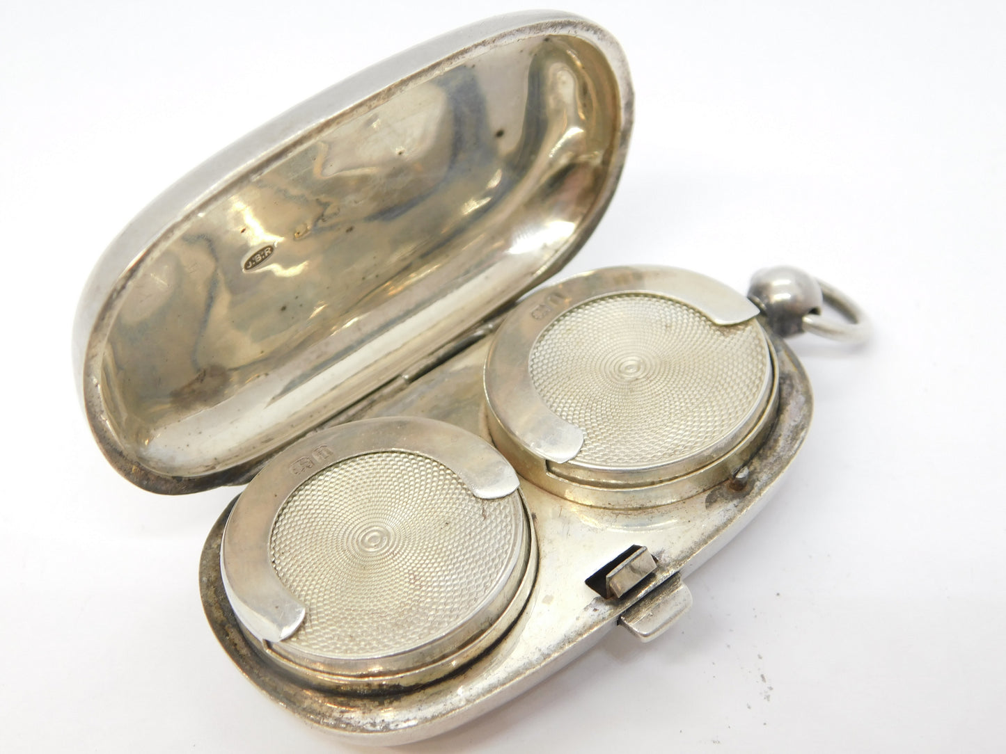 Edwardian Sterling Silver Double Sovereign Case Fob Antique 1908 Birmingham