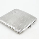 Sterling Silver Engine Turned Cigarette Case Antique 1936 Birmingham Art Deco