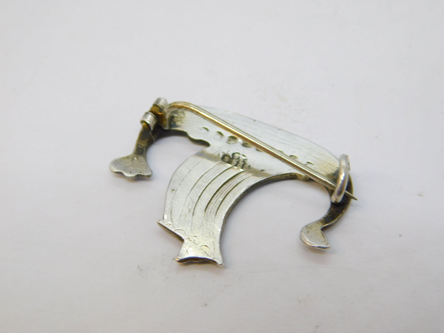 20th Century Scandinavian Sterling Silver Enamel Viking Boat Brooch Antique c1920