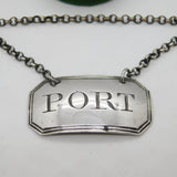 George III Sterling Silver Bright Cut Port Decanter Label Antique 1800 London