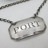 George III Sterling Silver Bright Cut Port Decanter Label Antique 1800 London