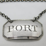 George III Sterling Silver Bright Cut Port Decanter Label Antique 1800 London