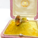 Victorian 9ct Yellow Gold Faceted Citrine Set Cocktail Ring c1890 Antique