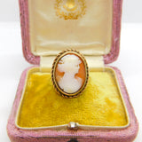 Victorian 9ct Yellow Gold Carved Shell Cameo Cocktail Ring c1880 Antique