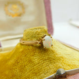 9ct Yellow Gold & Cabochon Fire Opal Solitaire Ring Vintage 1986 Birmingham