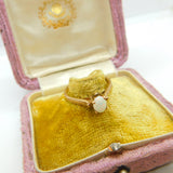 9ct Yellow Gold & Cabochon Fire Opal Solitaire Ring Vintage 1986 Birmingham