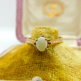 9ct Yellow Gold & Cabochon Fire Opal Solitaire Ring Vintage 1986 Birmingham