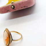 Victorian 9ct Yellow Gold Carved Shell Cameo Cocktail Ring c1880 Antique