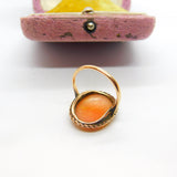 Victorian 9ct Yellow Gold Carved Shell Cameo Cocktail Ring c1880 Antique