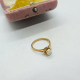 9ct Yellow Gold & Cabochon Fire Opal Solitaire Ring Vintage 1986 Birmingham