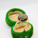18ct Yellow Gold Cabochon Black Star Sapphire Dress Ring Vintage c1980