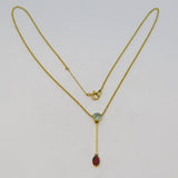 Victorian 15ct Yellow Gold, Aquamarine & Garnet Drop Necklace Antique c1890