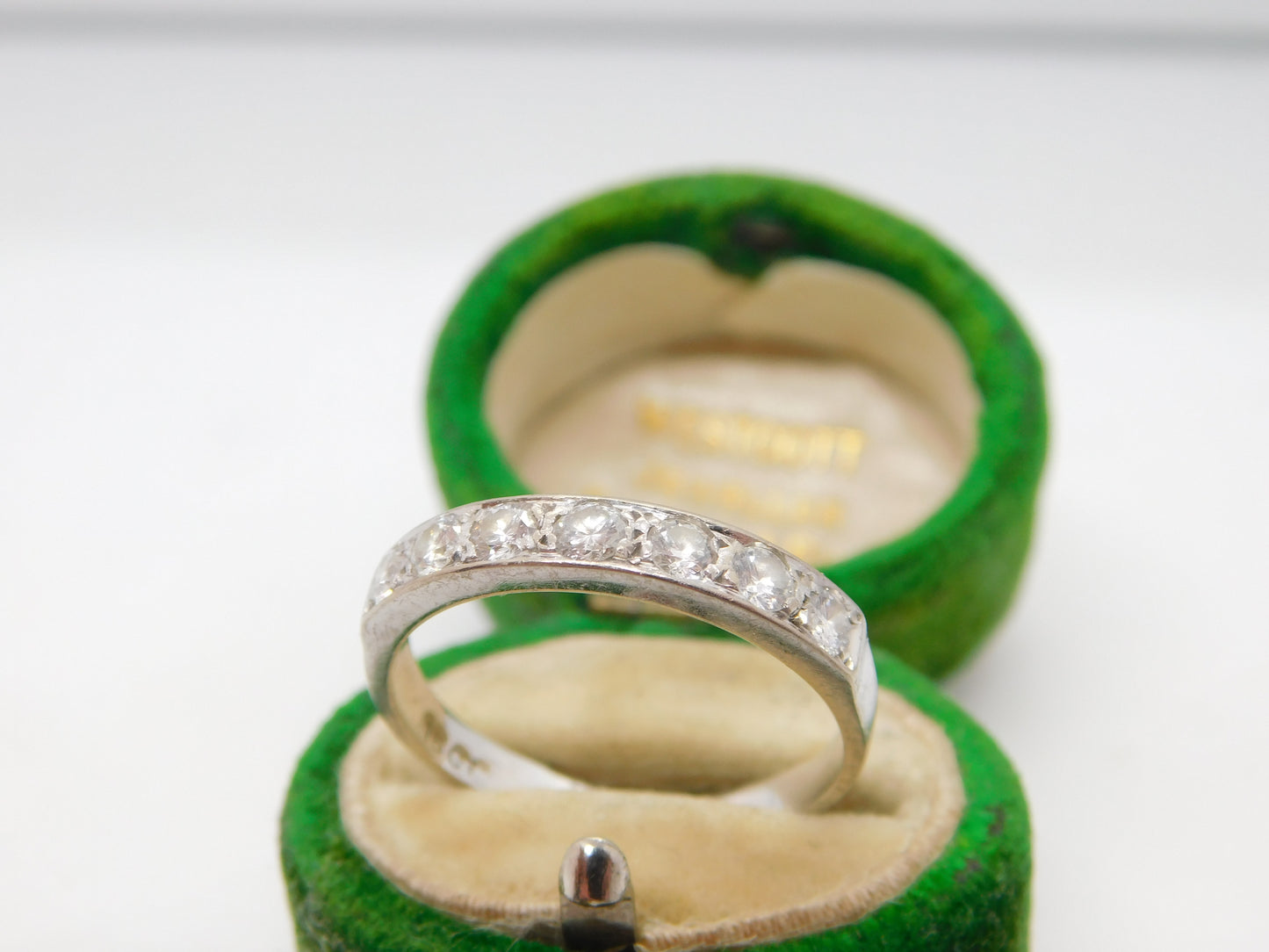 18ct White Gold 0.56ct Brilliant Cut Diamond Half Eternity Ring Vintage c1980