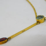 Victorian 15ct Yellow Gold, Aquamarine & Garnet Drop Necklace Antique c1890