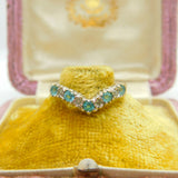 9ct Yellow Gold, Topaz & Diamond Herringbone Band Ring Vintage c1990 Sheffield