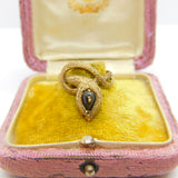 14ct Gold, Star Sapphire & Ruby Set Snake Serpent Statement Ring c1970 Vintage