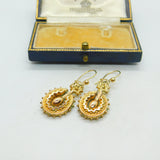 Pair Of Victorian 9ct Yellow Gold Etruscan Style Starburst Earrings Antique 1860