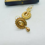 Pair Of Victorian 9ct Yellow Gold Etruscan Style Starburst Earrings Antique 1860