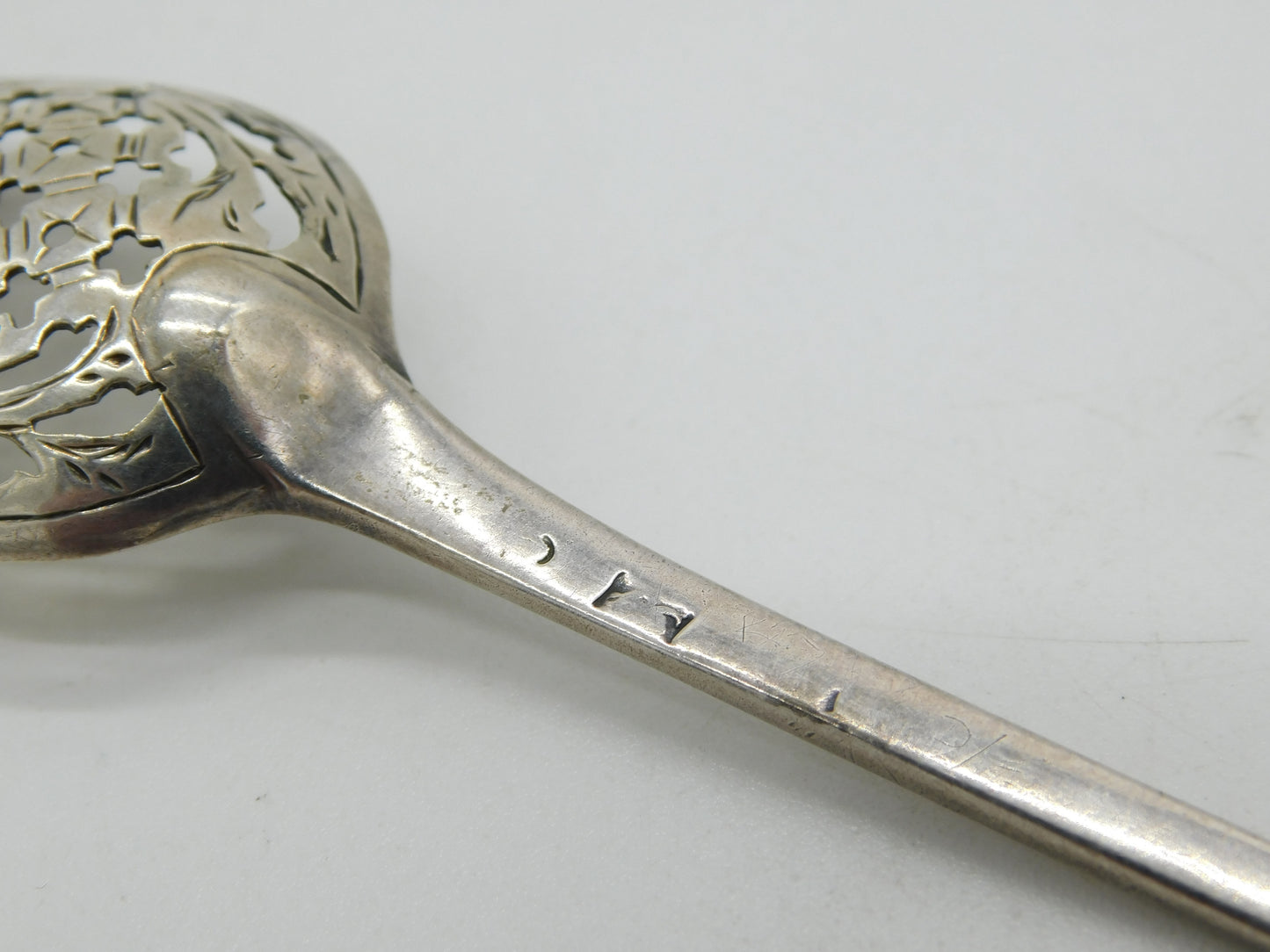 George II Sterling Silver Mote Spoon Antique c1740 London George Greenhill Jones