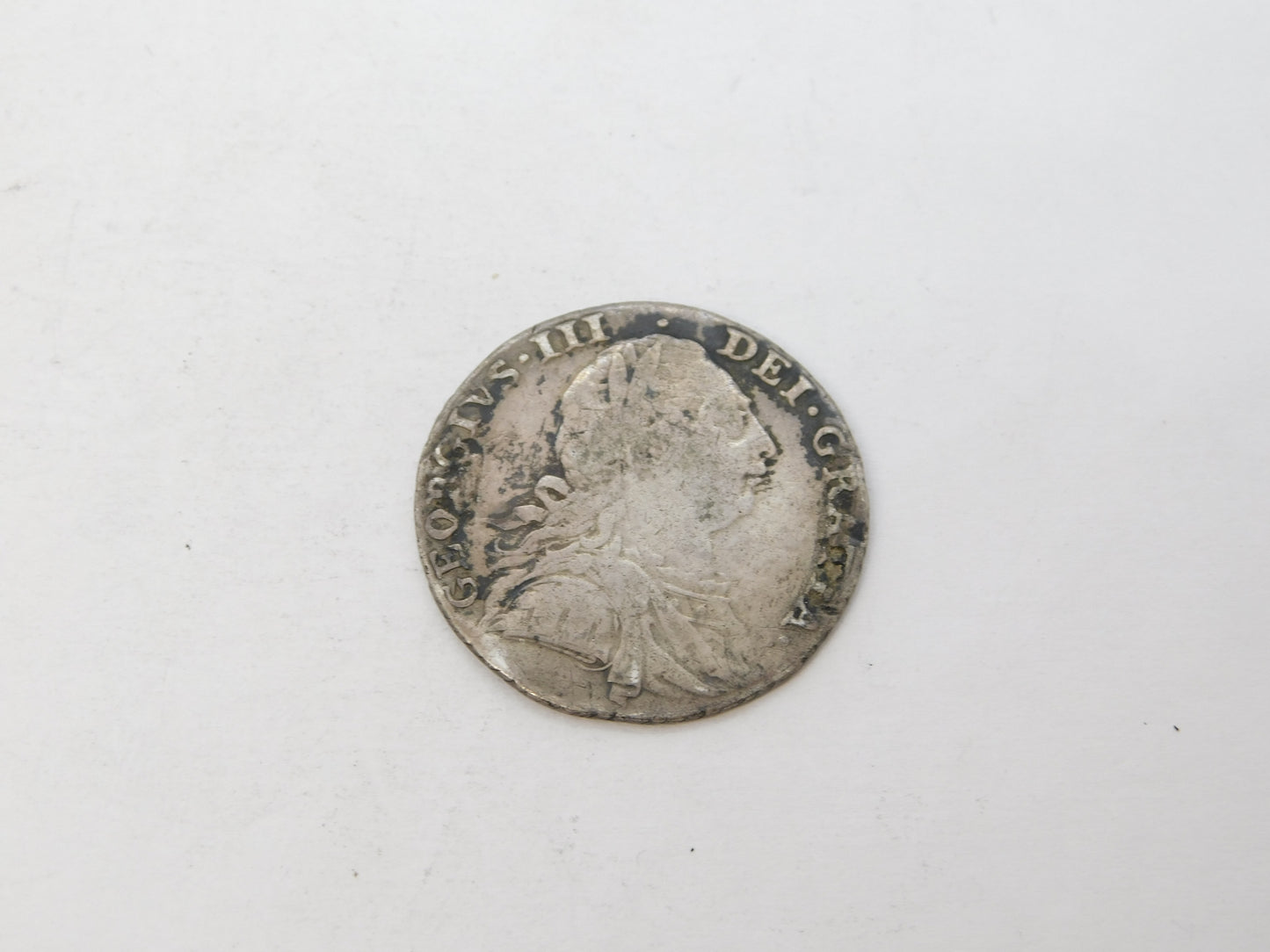 King George III Silver Milled Shilling Coin Antique 1787 Fair Condition