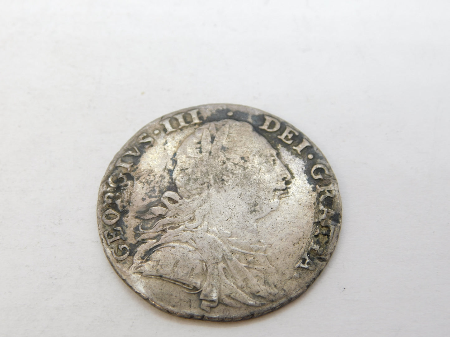 King George III Silver Milled Shilling Coin Antique 1787 Fair Condition
