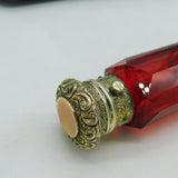 Victorian Boxed Sterling Silver Gilt Cranberry Glass Double Ended Scent Bottle c1880 Antique
