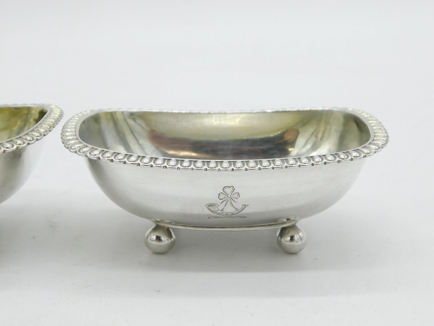 George III Sterling Silver Light Infantry Military Salt Cellars Antique 1808 London