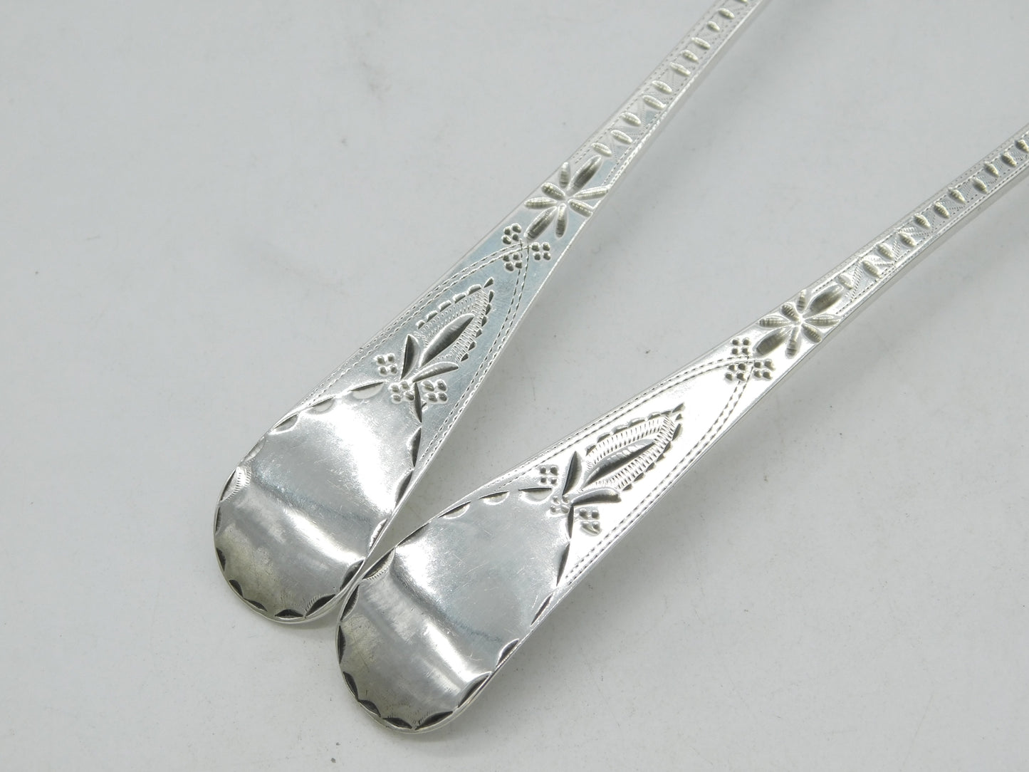 Exeter Provincial George III Sterling Silver Bright Cut Servings Spoons Antique 1796