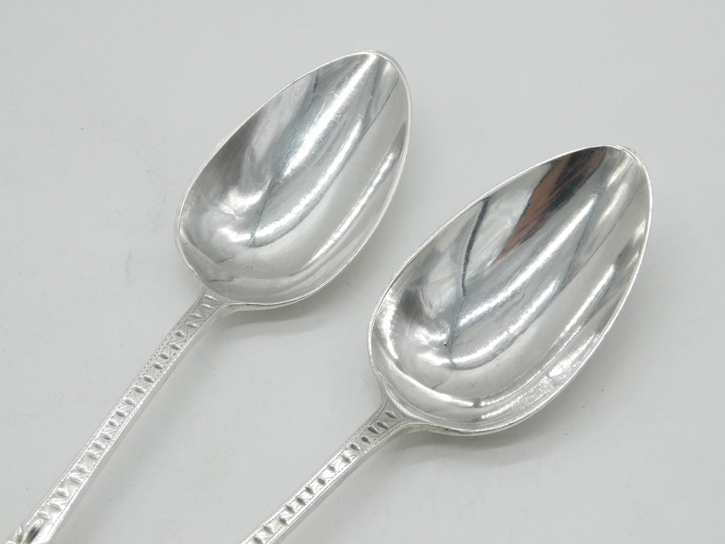 Exeter Provincial George III Sterling Silver Bright Cut Servings Spoons Antique 1796