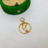 18ct Egyptian Yellow Gold Nefertiti Pharaoh Charm Pendant Vintage c1960