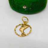 18ct Egyptian Yellow Gold Nefertiti Pharaoh Charm Pendant Vintage c1960