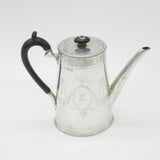 Victorian Crested Sterling Silver Wooden Handle Coffee Pot Antique 1871 London