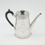 Victorian Crested Sterling Silver Wooden Handle Coffee Pot Antique 1871 London