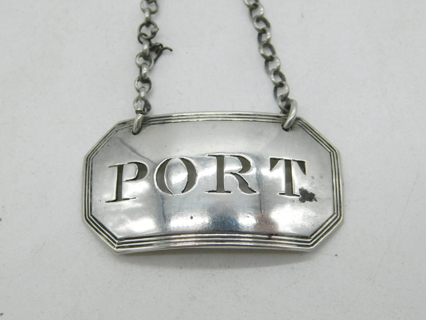 George III Sterling Silver Port Decanter Label Antique 1808 London John Reilly