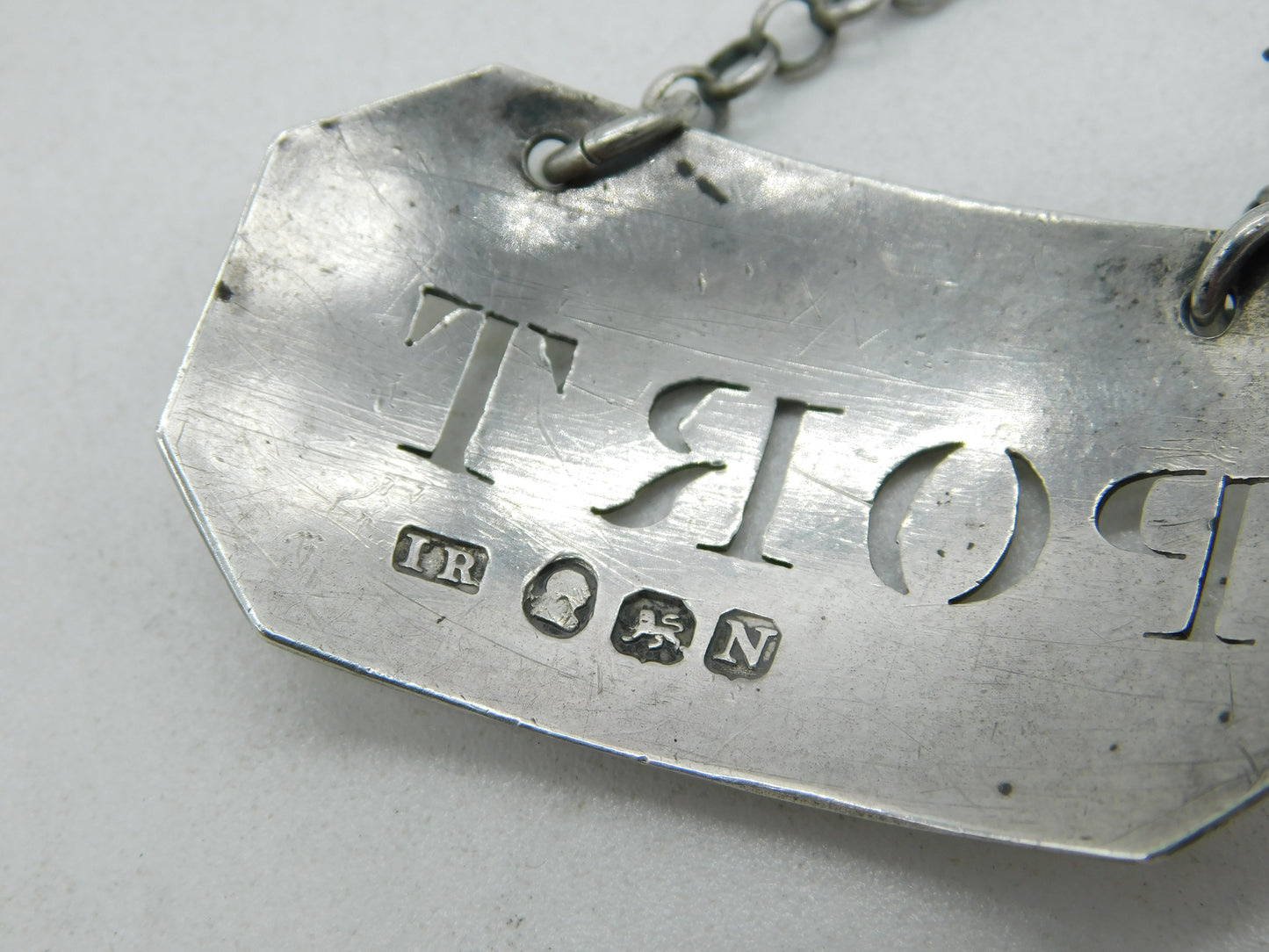 George III Sterling Silver Port Decanter Label Antique 1808 London John Reilly