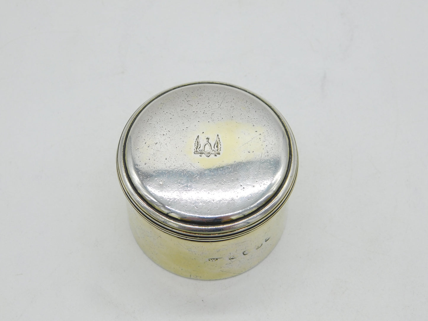 George III Sterling Silver Gilt Crested Trinket Pot Antique 1816 London