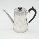 Victorian Crested Sterling Silver Wooden Handle Coffee Pot Antique 1871 London