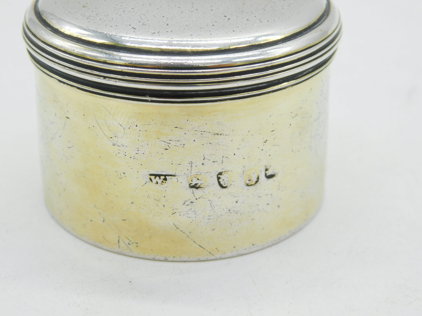 George III Sterling Silver Gilt Crested Trinket Pot Antique 1816 London