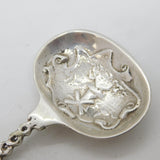 Sterling Silver Windmill & Ship Pattern Tea Caddy Spoon Antique 1917 London