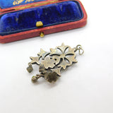 Victorian Austrian Sterling Silver & Colourful Paste Set Floral Drop Pendant