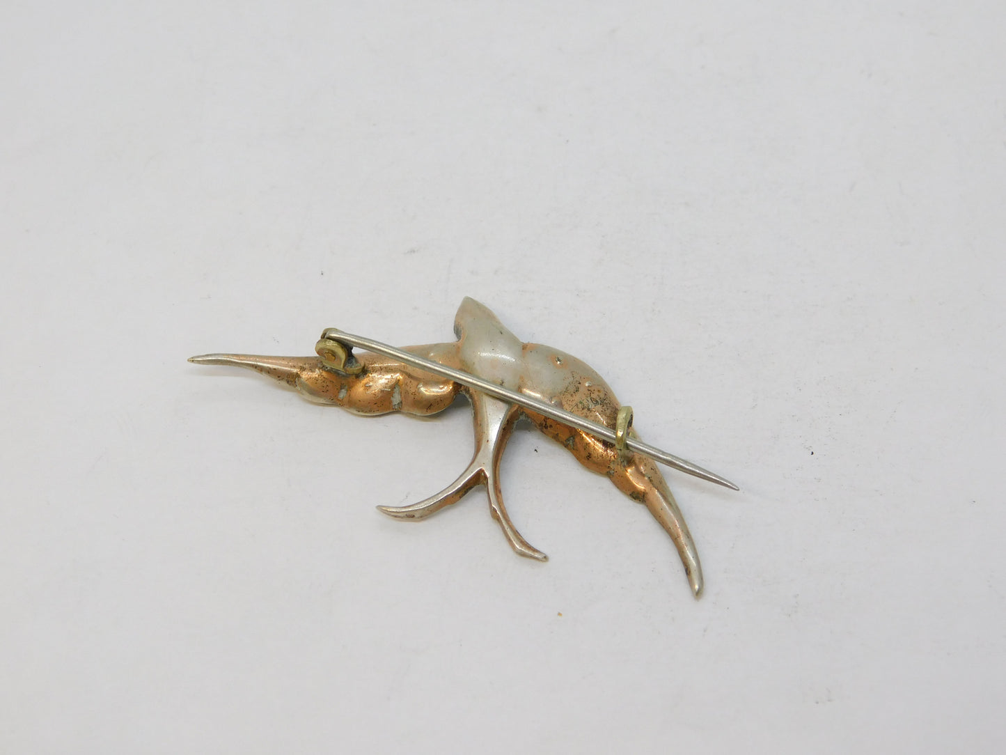 19th Century Austro-Hungarian .900 Silver Paste Set Swallow Sweetheart Brooch c1880