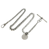 Silver chain necklace with a pendant on a white background