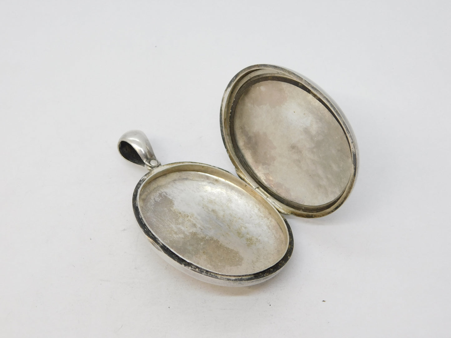 19th Century Sterling Silver Large Picture Locket Pendant Antique c1890