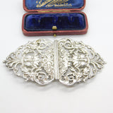 Sterling Silver Green Man Pattern Nurses Buckle Vintage 1973 Sheffield