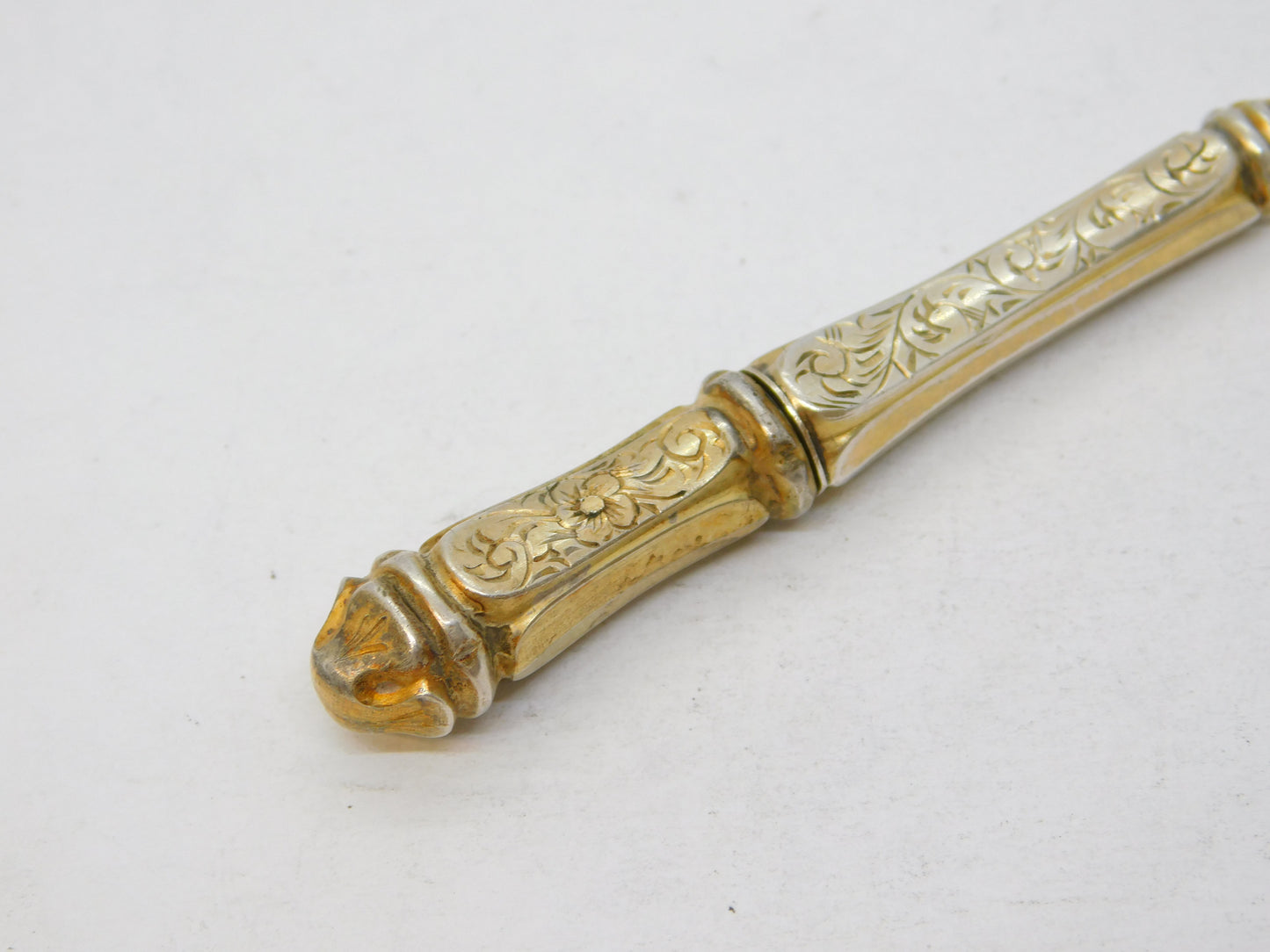 19th Century French Sterling Silver Gilt Floral Sewing Etui Antique c1860